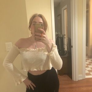 Nasty gal knitted ruffle crop top!